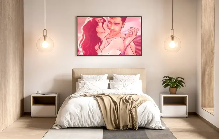 Ejemplo de Ilustraciones Personalizadas Sensuales para Parejas para decorar el dormitorio.Arte personalizado íntimo y romántico para sorprender a tu pareja.